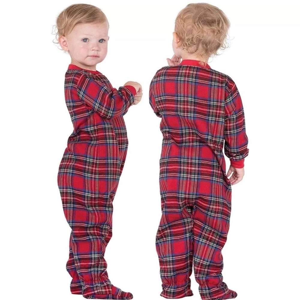 Kids Toddler Brinkley Plaid Holiday Christmas Footed 18 Months Pajama Set